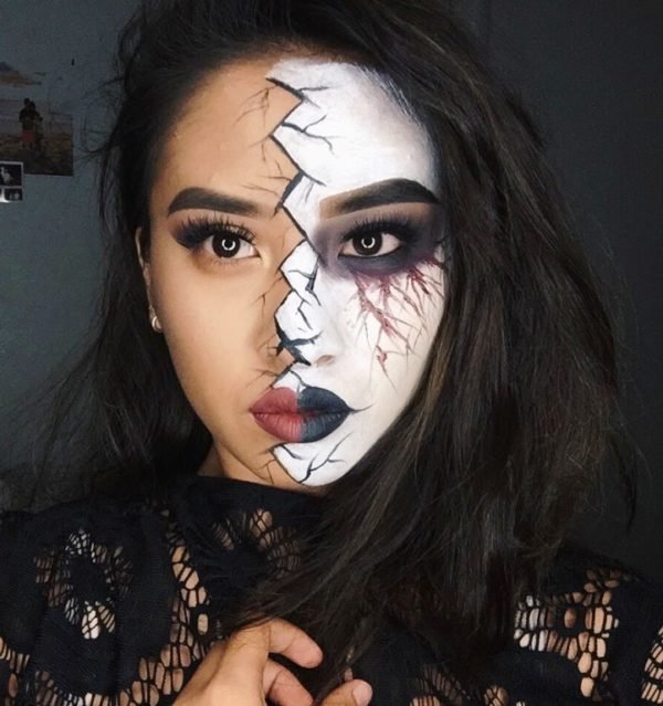 30 Amazing Halloween Half Face Makeup Ideas For You To Try Instaloverz