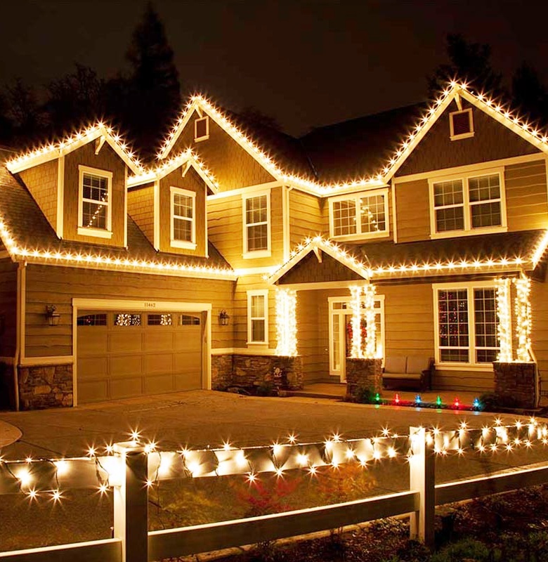 оформление домов светодиодными гирляндами
